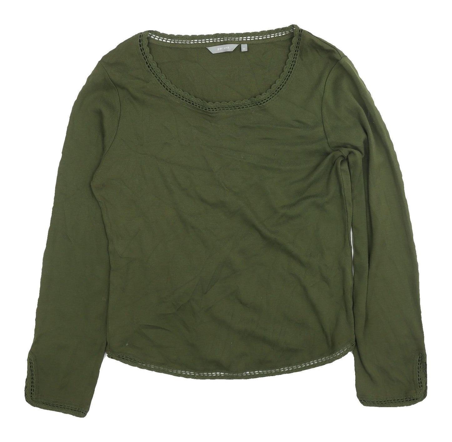 Marks & Spencer Women's Green Cotton Pullover Jumper, Size 16