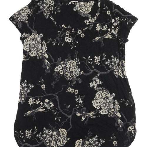 Fat Face Women's Black Floral T-Shirt, Size L, Casual Wear