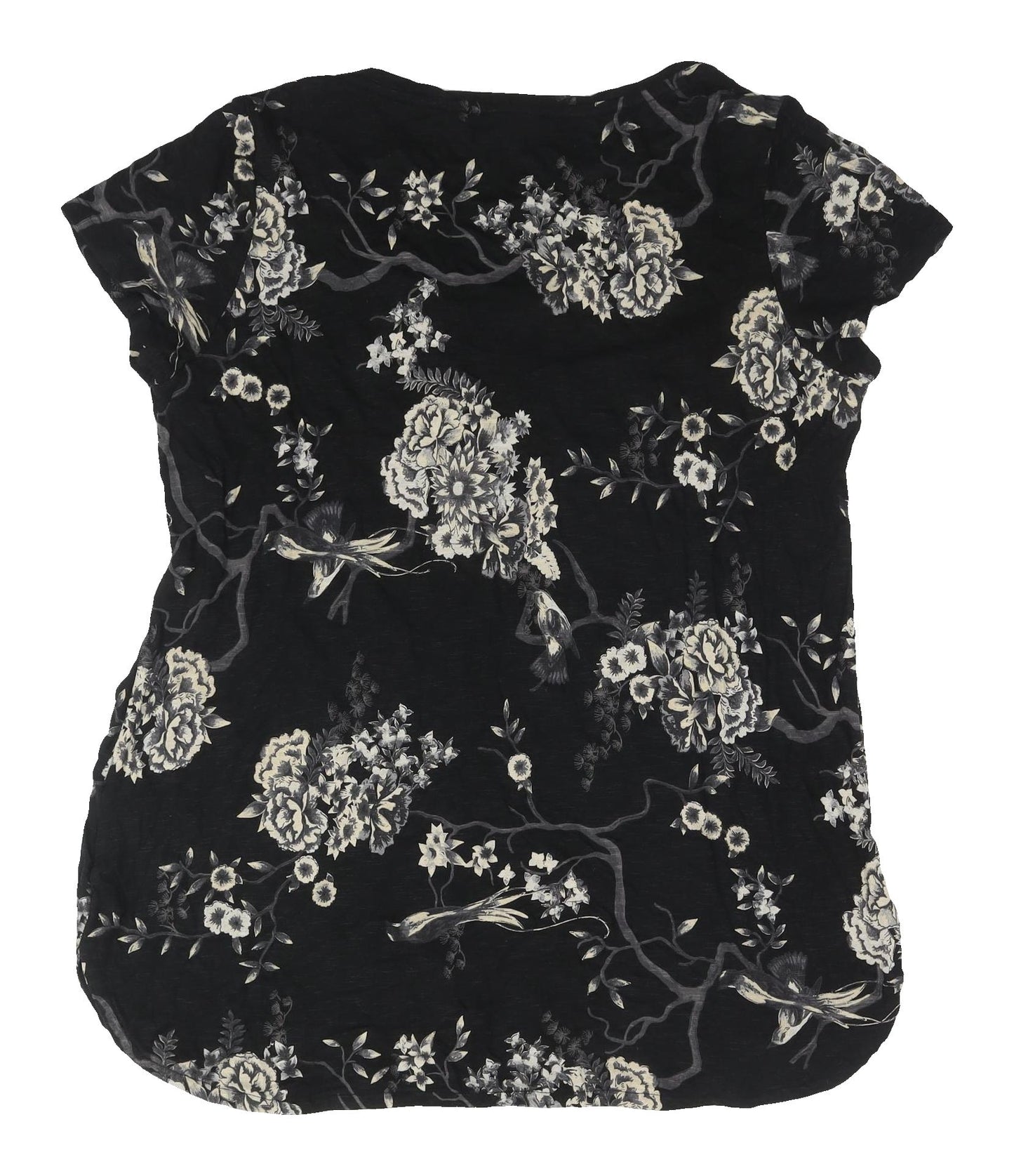 Fat Face Women's Black Floral T-Shirt, Size L, Casual Wear