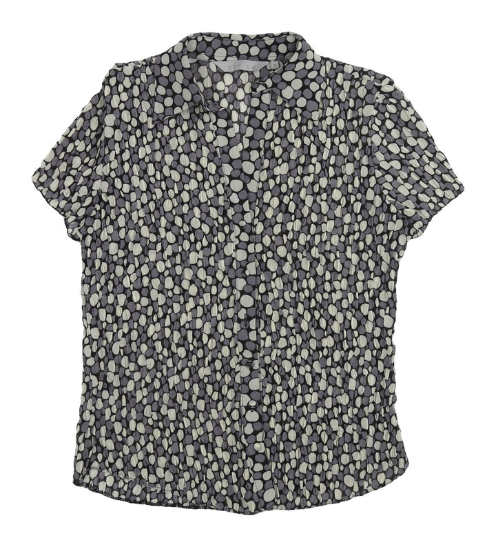 Per Se Women's Grey Geometric Blouse, Size 12