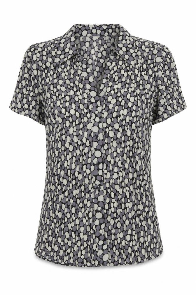 Front view of Per Se Women's Grey Geometric Blouse, size 12