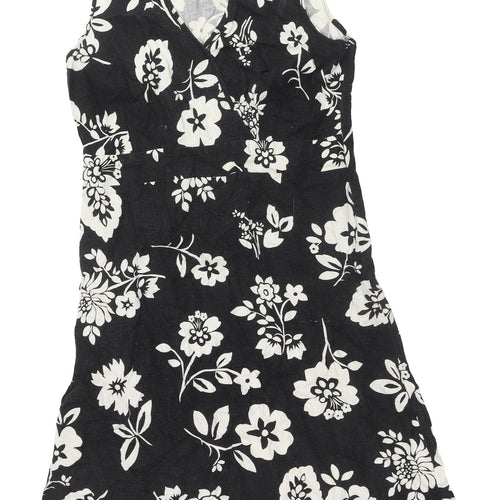 Epilogue Women's Black Floral Linen Viscose A-Line Dress