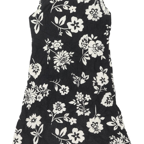 Epilogue Women's Black Floral Linen Viscose A-Line Dress