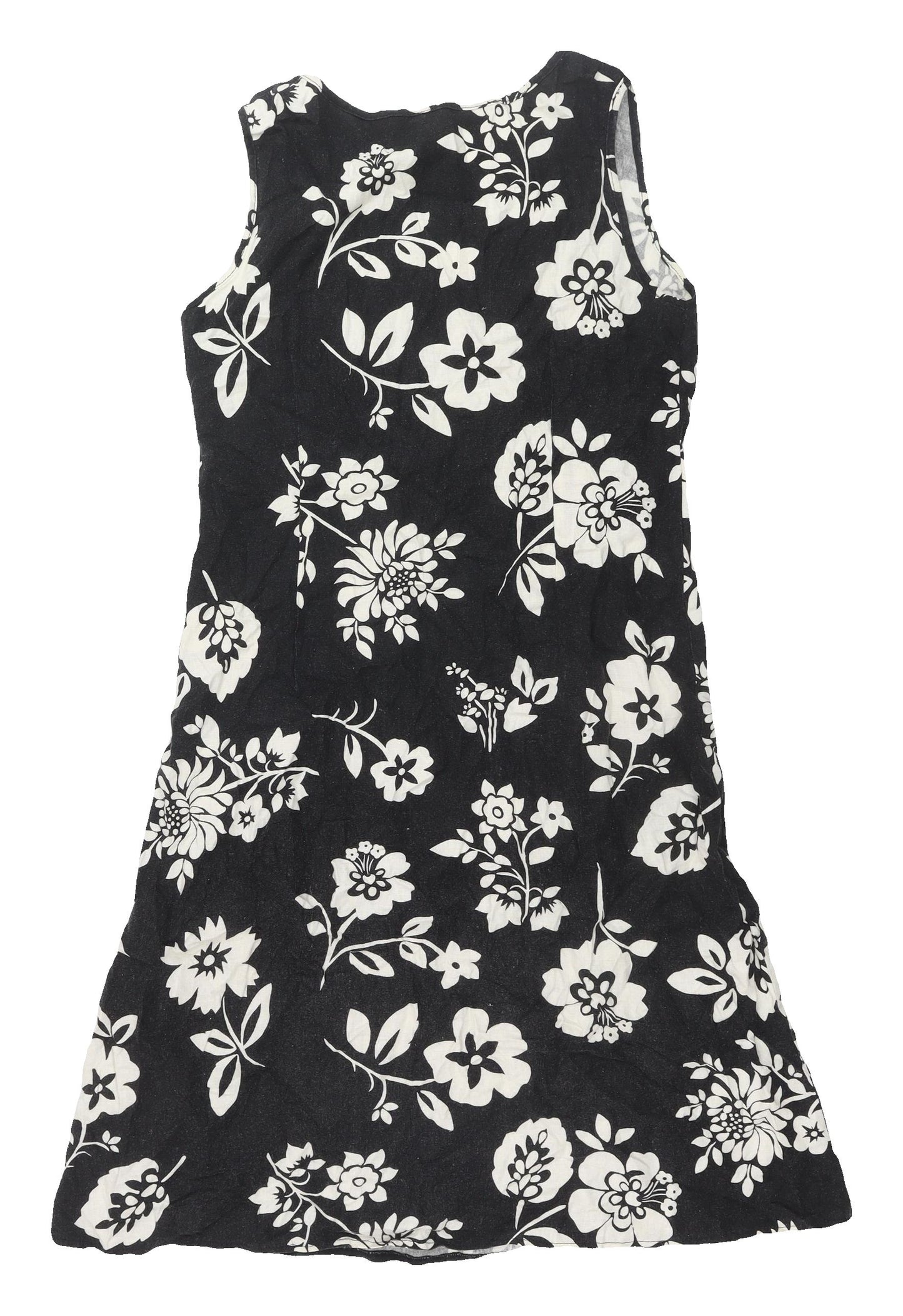 Epilogue Women's Black Floral Linen Viscose A-Line Dress