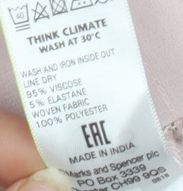 Marks and Spencer Women's Pink Striped V-Neck T-Shirt, Size 14