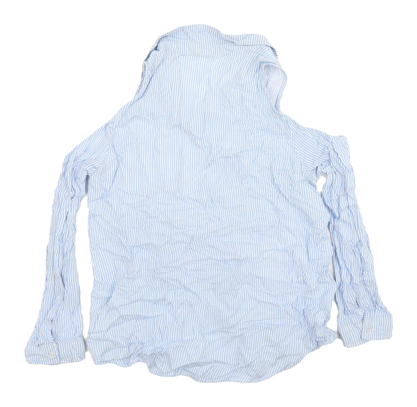 Ambiance Women's M Blue Striped Cold Shoulder Shirt