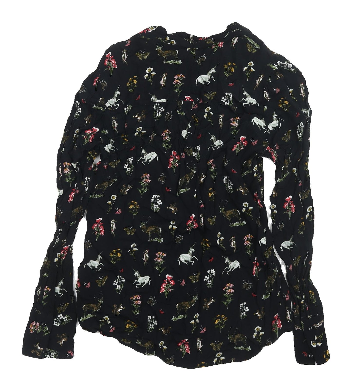 Oasis Women's Black Animal Print Tunic Blouse Size 10