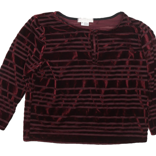 Cooperative Red Velvet Striped Top for Women, M