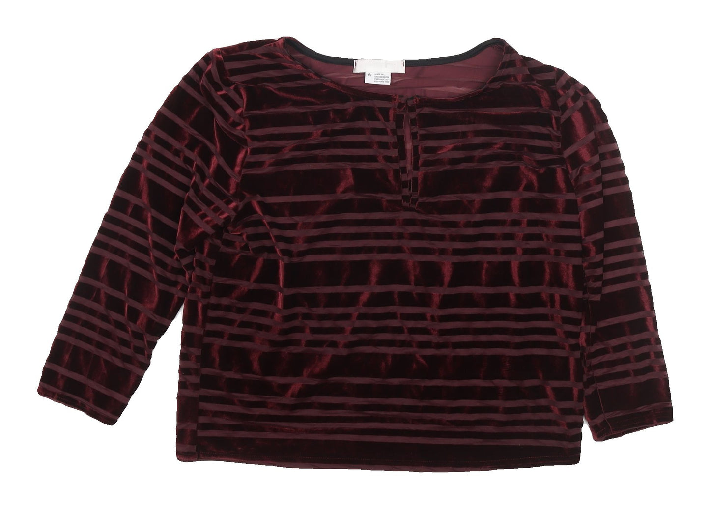 Cooperative Red Velvet Striped Top for Women, M