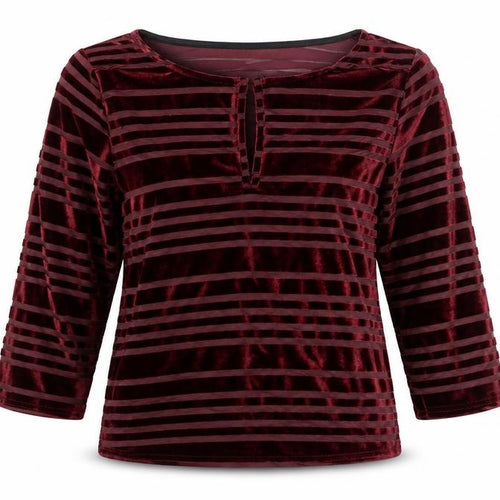 Cooperative Red Velvet Striped Top for Women, M