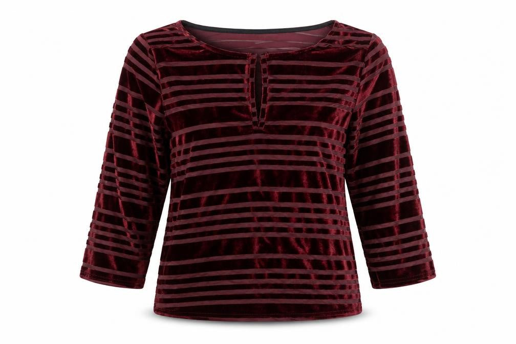 Cooperative Red Velvet Striped Top for Women, M