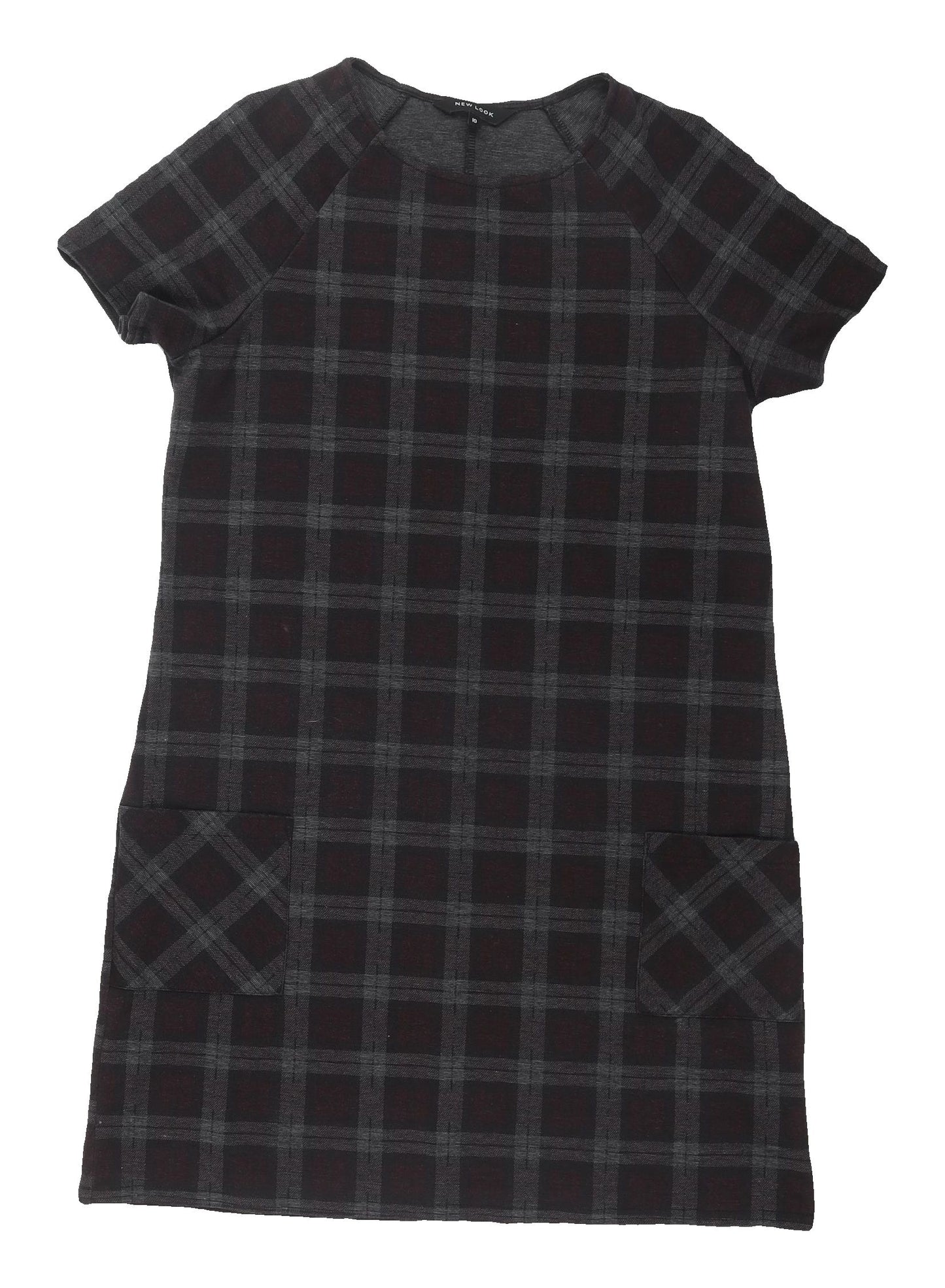 New Look Women's Black Plaid Shift Dress Size 10