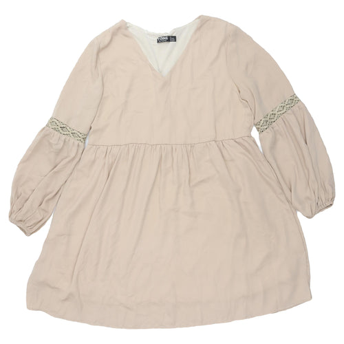 Yoins Beige A-Line Dress with Lace Accents, Size M