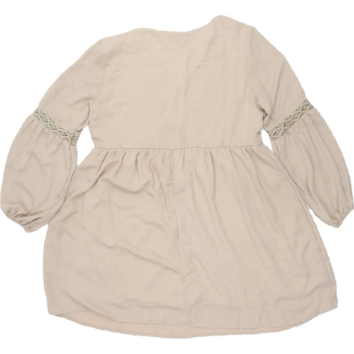 Yoins Beige A-Line Dress with Lace Accents, Size M