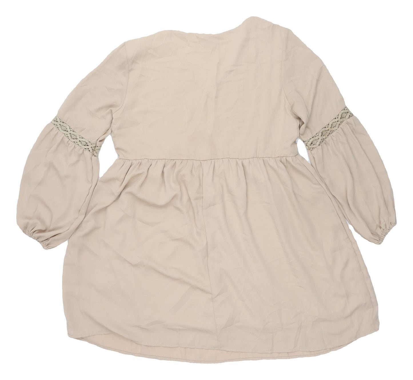 Yoins Beige A-Line Dress with Lace Accents, Size M