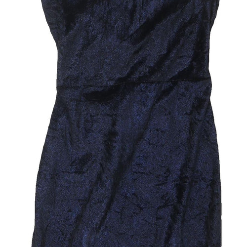 PrettyLittleThing Blue Velvet Bodycon Dress UK 8