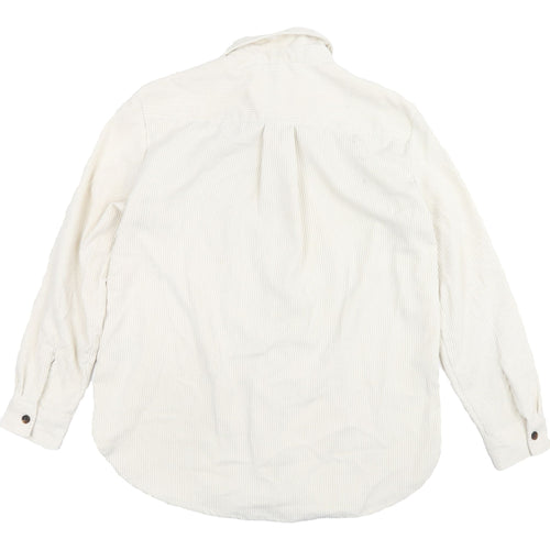 H&M Women's White Striped Corduroy Button-Up Shirt