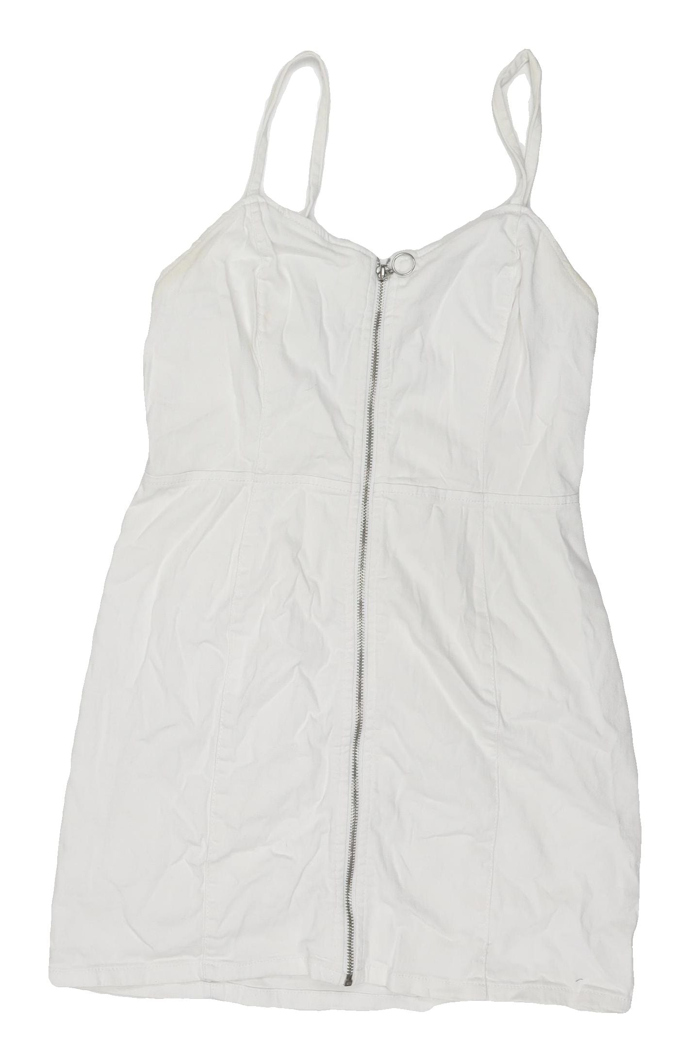 Denim Co. Women's White Slip Dress Size 10 Casual Zip