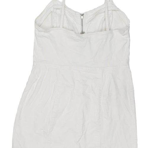 Denim Co. Women's White Slip Dress Size 10 Casual Zip