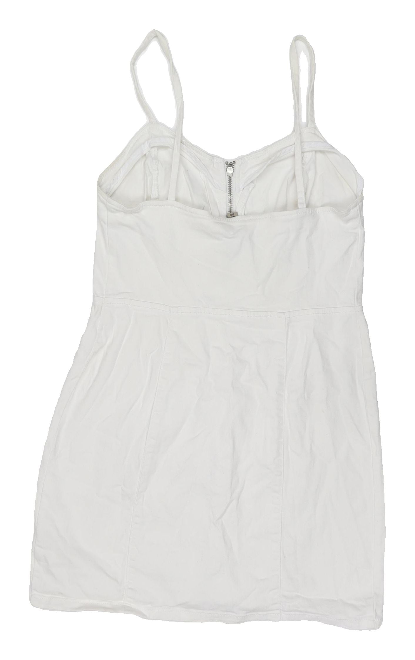 Denim Co. Women's White Slip Dress Size 10 Casual Zip