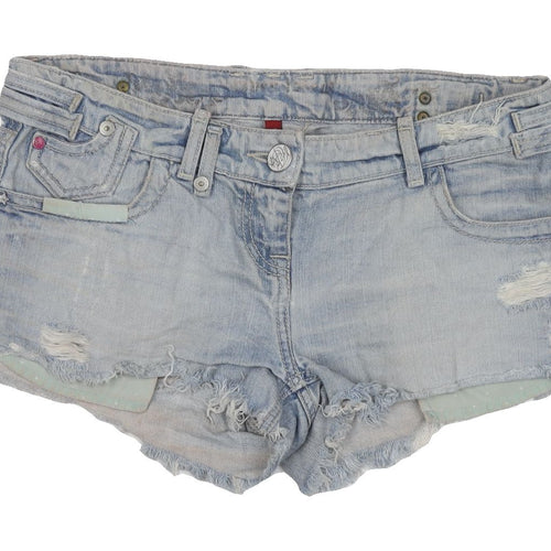 River Island Women's Light Blue Cut-Off Denim Shorts
