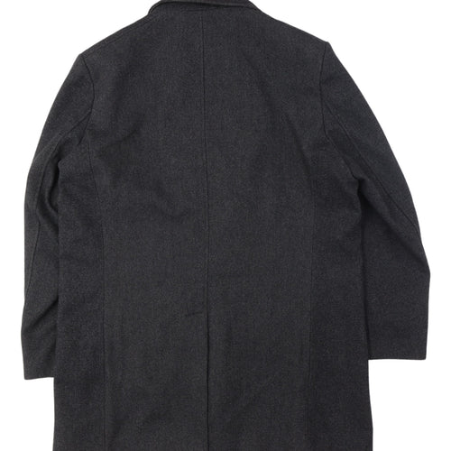 Hafnium Unisex Black Wool Blend Long Overcoat Size 30