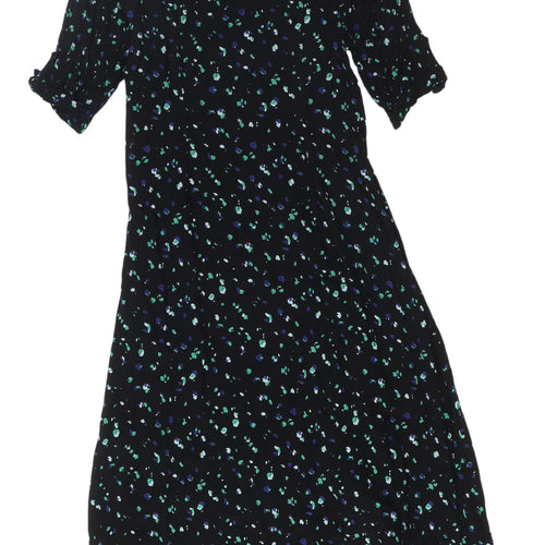 Unfolded Women's Black Floral Shirt Dress Size 12