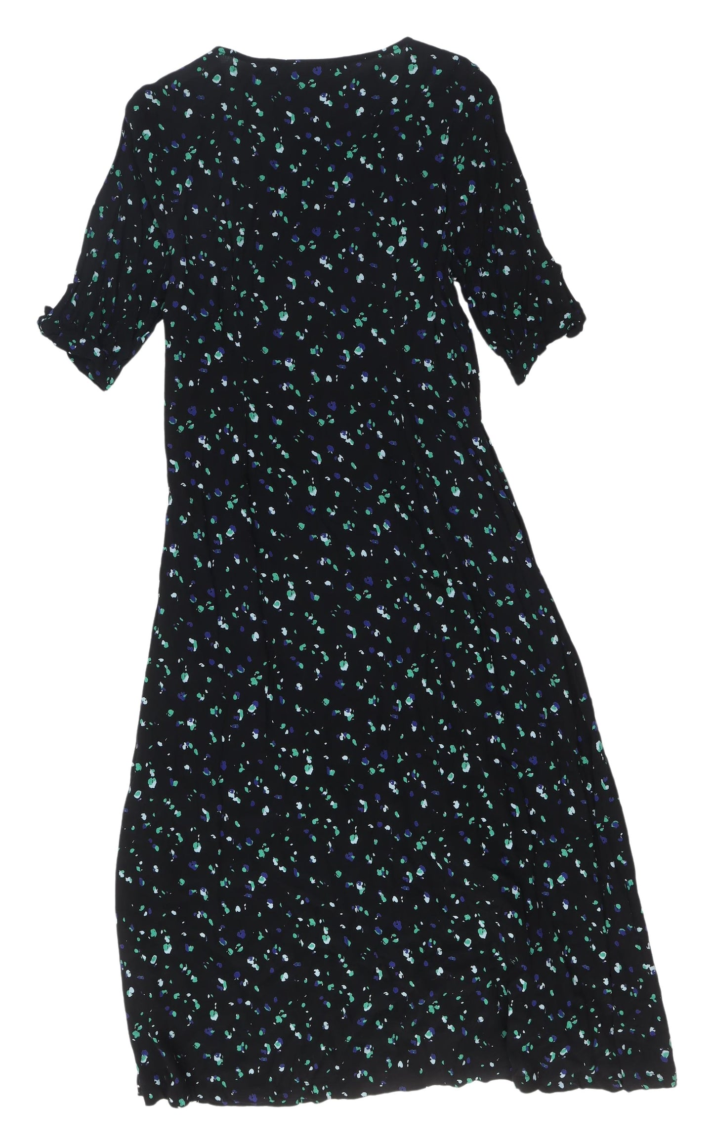 Unfolded Women's Black Floral Shirt Dress Size 12