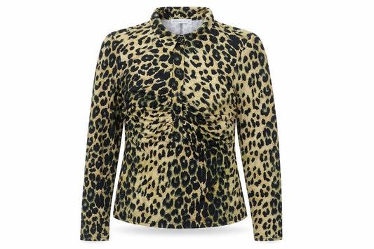 Front view of Warehouse Women's Multicoloured Leopard Button-Up Shirt M