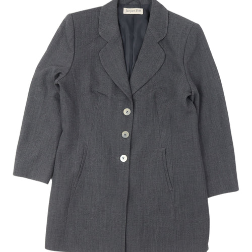 Jacques Vert Women's Grey Mid-Length Coat - Size 12