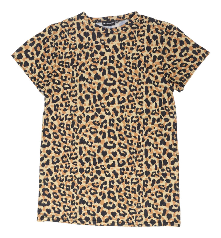 PrettyLittleThing Women's Brown Animal Print T-Shirt Dress