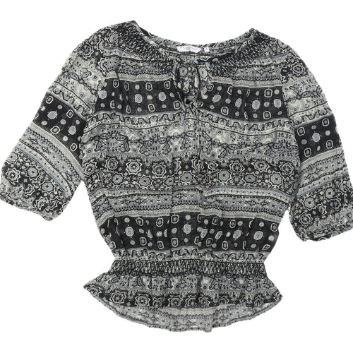 New Look Black Floral Tunic Blouse, Women's 3/4 Sleeve 12