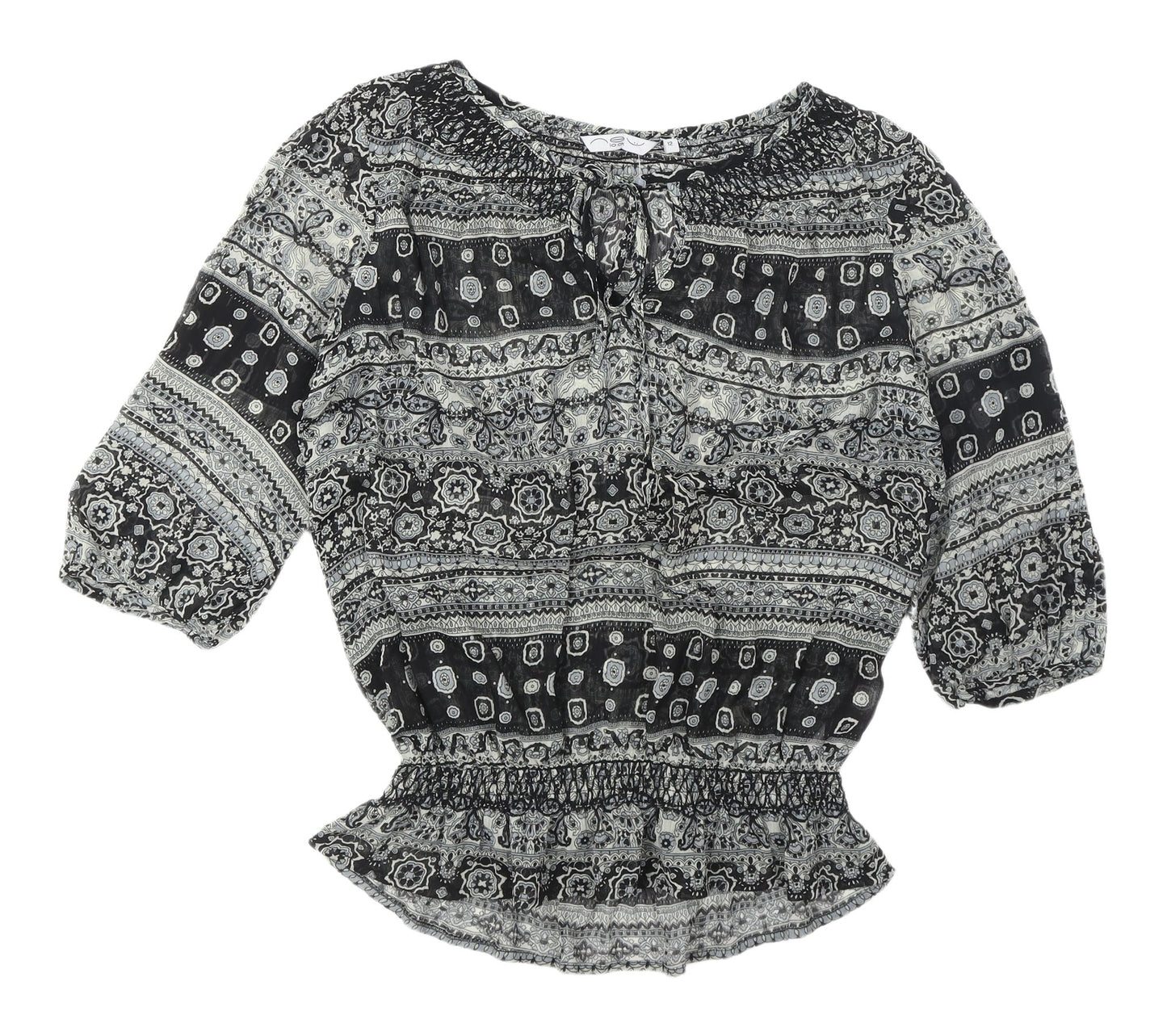 New Look Black Floral Tunic Blouse, Women's 3/4 Sleeve 12