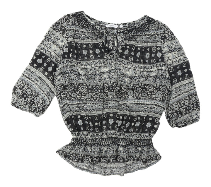 New Look Black Floral Tunic Blouse, Women's 3/4 Sleeve 12