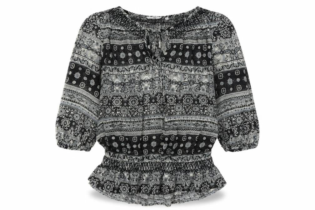 New Look Black Floral Tunic Blouse, Women's 3/4 Sleeve 12
