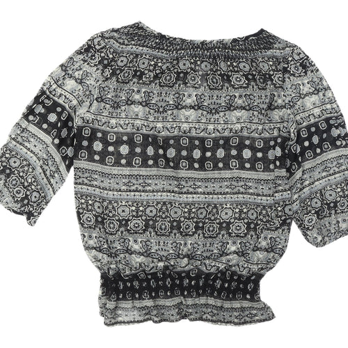 New Look Black Floral Tunic Blouse, Women's 3/4 Sleeve 12