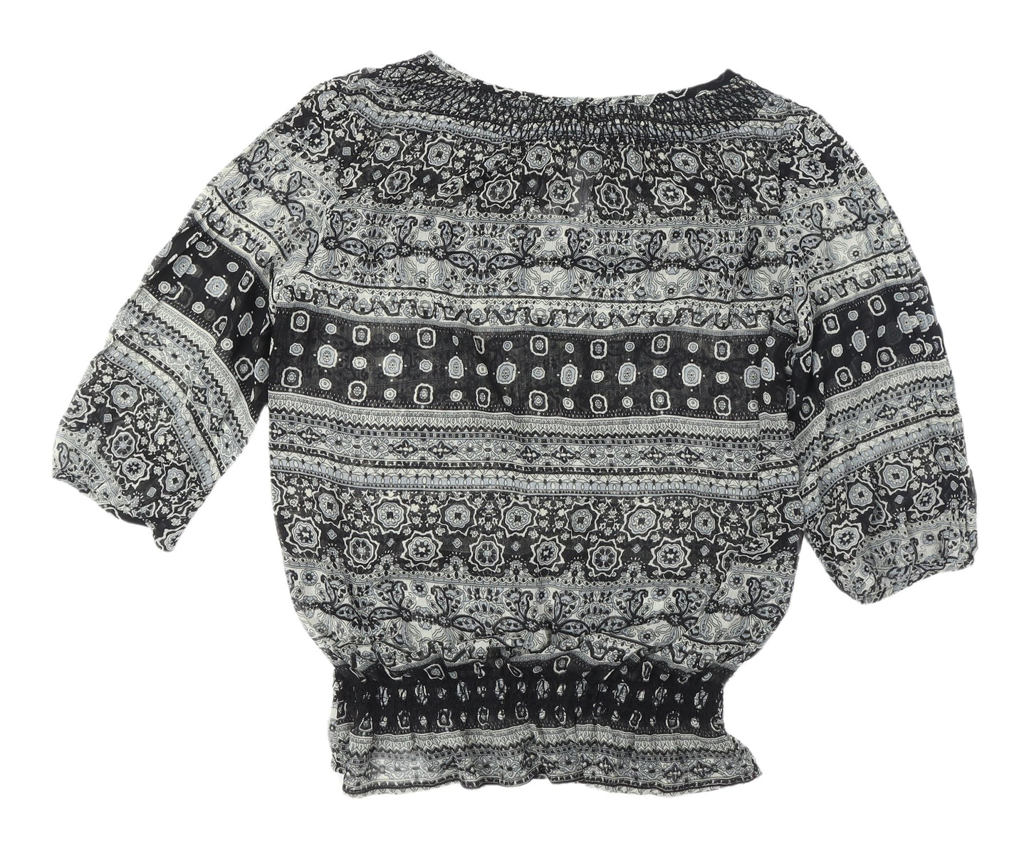 New Look Black Floral Tunic Blouse, Women's 3/4 Sleeve 12