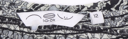 New Look Black Floral Tunic Blouse, Women's 3/4 Sleeve 12