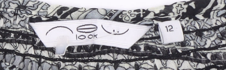 New Look Black Floral Tunic Blouse, Women's 3/4 Sleeve 12