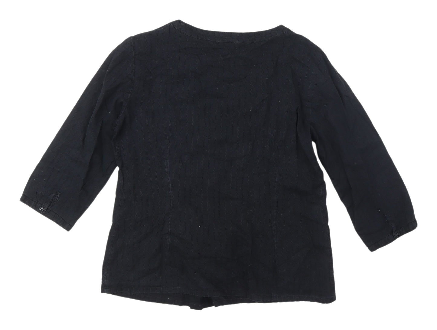 Monsoon Women's Black Blouse, Size 12, V-Neck Elegant Top