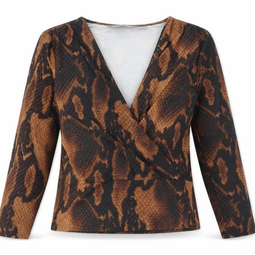 Dorothy Perkins Women's Brown Animal Wrap Blouse UK 10