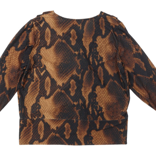 Dorothy Perkins Women's Brown Animal Wrap Blouse UK 10