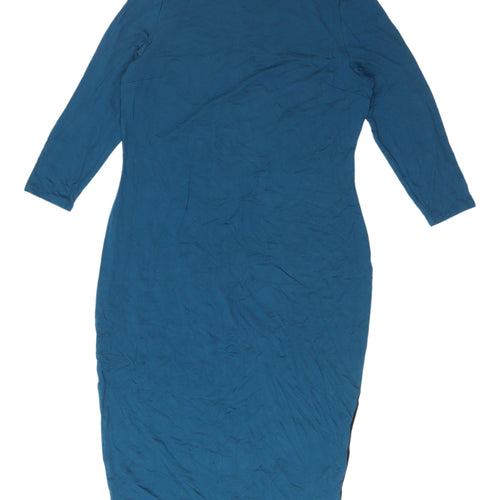 Love Label Women's Blue Black Bodycon Dress Size 16