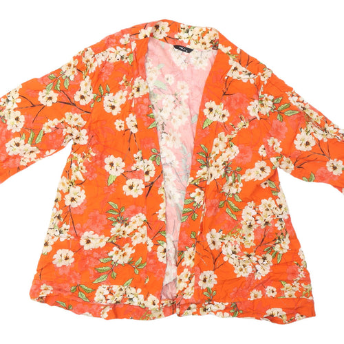 M&Co Women's Orange Floral Kimono Blouse Size 10