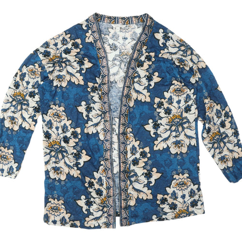 Monsoon Women's Blue Floral Kimono Blouse Size M