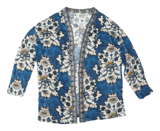 Monsoon Women's Blue Floral Kimono Blouse Size M