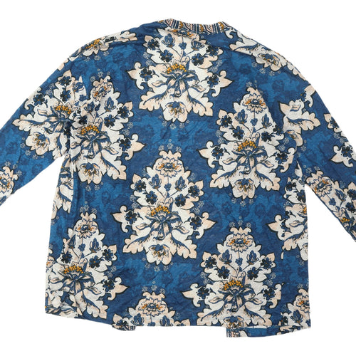 Monsoon Women's Blue Floral Kimono Blouse Size M