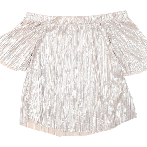 River Island Silver Off Shoulder Camisole Blouse - Size 10