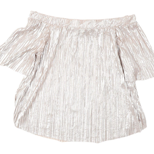 River Island Silver Off Shoulder Camisole Blouse - Size 10