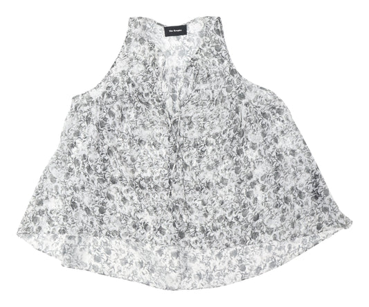 The Kooples Women's Grey Floral Blouse, M, High Neck, Casual